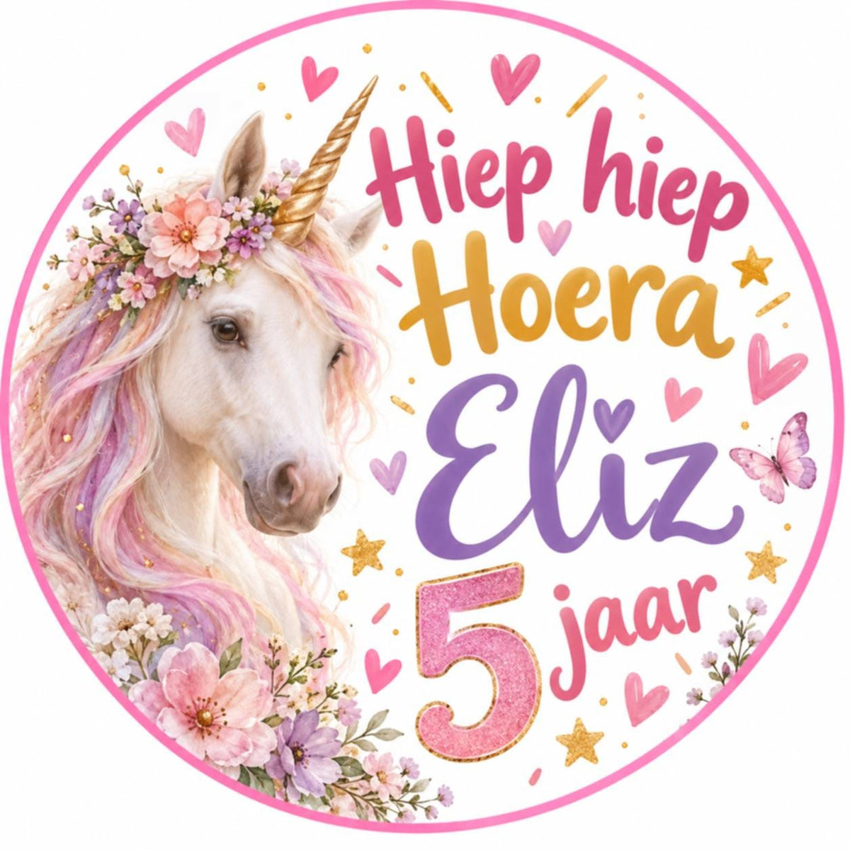 Ronde eenhoorn stickers van 4cm voor traktaties van Milas Trakteert 
