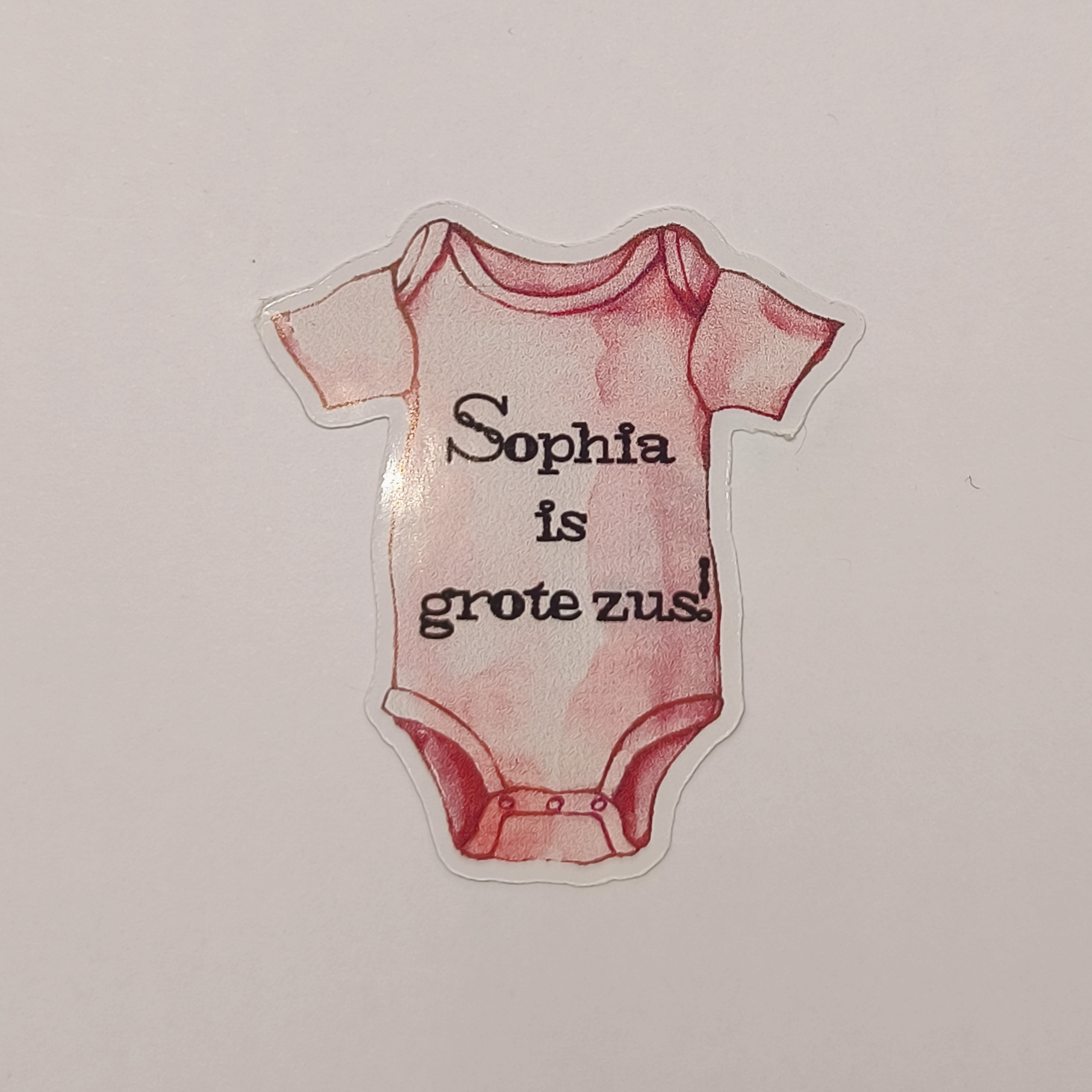 Geboorte stickers romper - Roze - Grote zus - Met naam - 10 stuks - 4x4,5cm