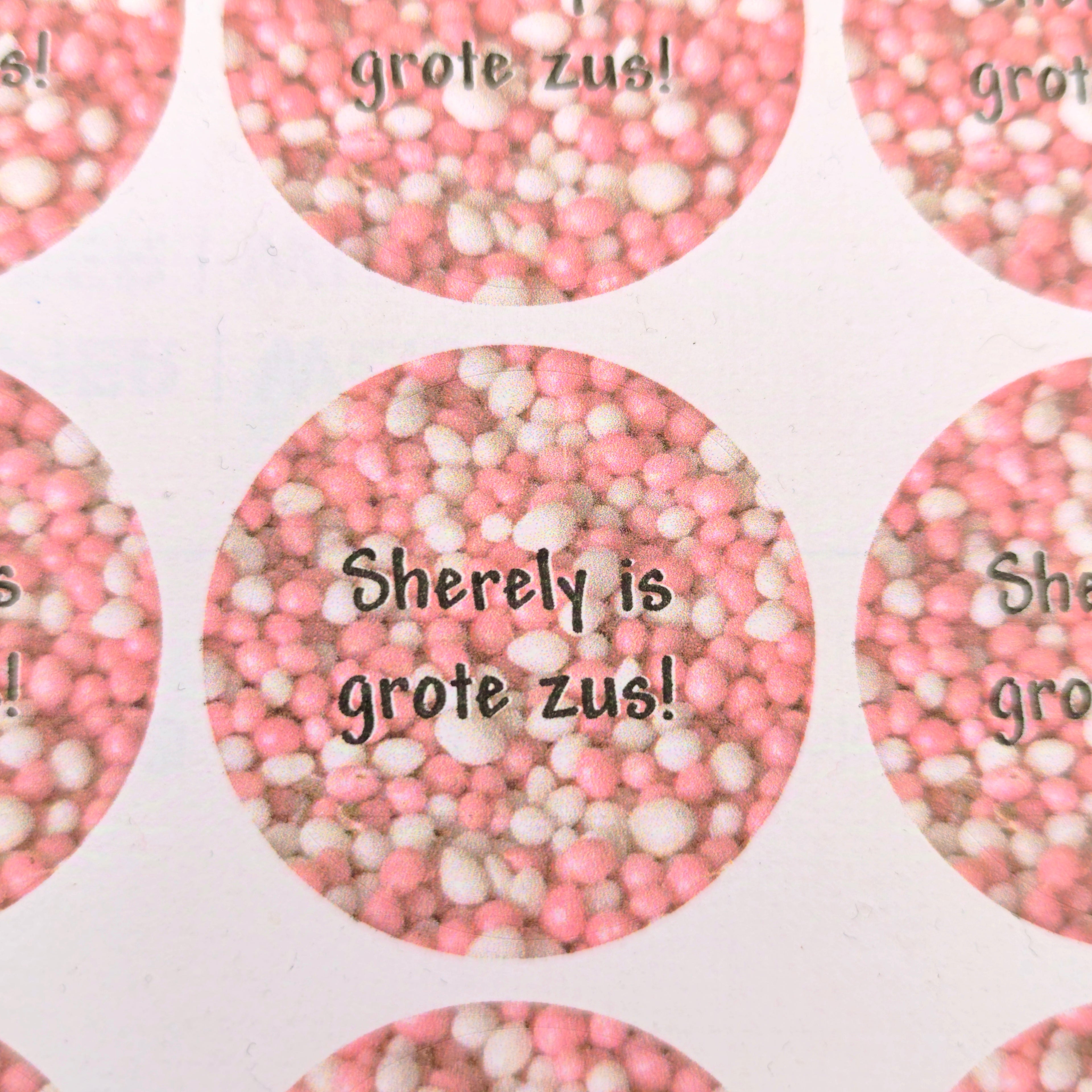 Geboorte Stickers Roze Muisjes – Gepersonaliseerd – 20 stuks (Ø 4cm) (kopie)