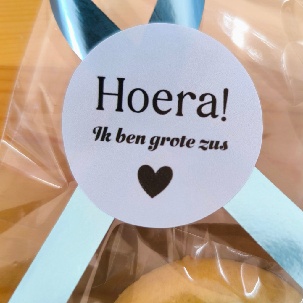 Geboorte koekje traktatie| koekje | toeter |Confetti | sluit sticker 4cm | een broertje! | Verschillende varianten