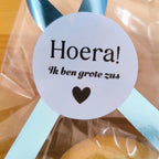Geboorte koekje traktatie| koekje | toeter |Confetti | sluit sticker 4cm | een broertje! | Verschillende varianten