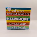 Memoblok - Kleurrijke schooljaar - Met naam van de juf/meester en jijzelf