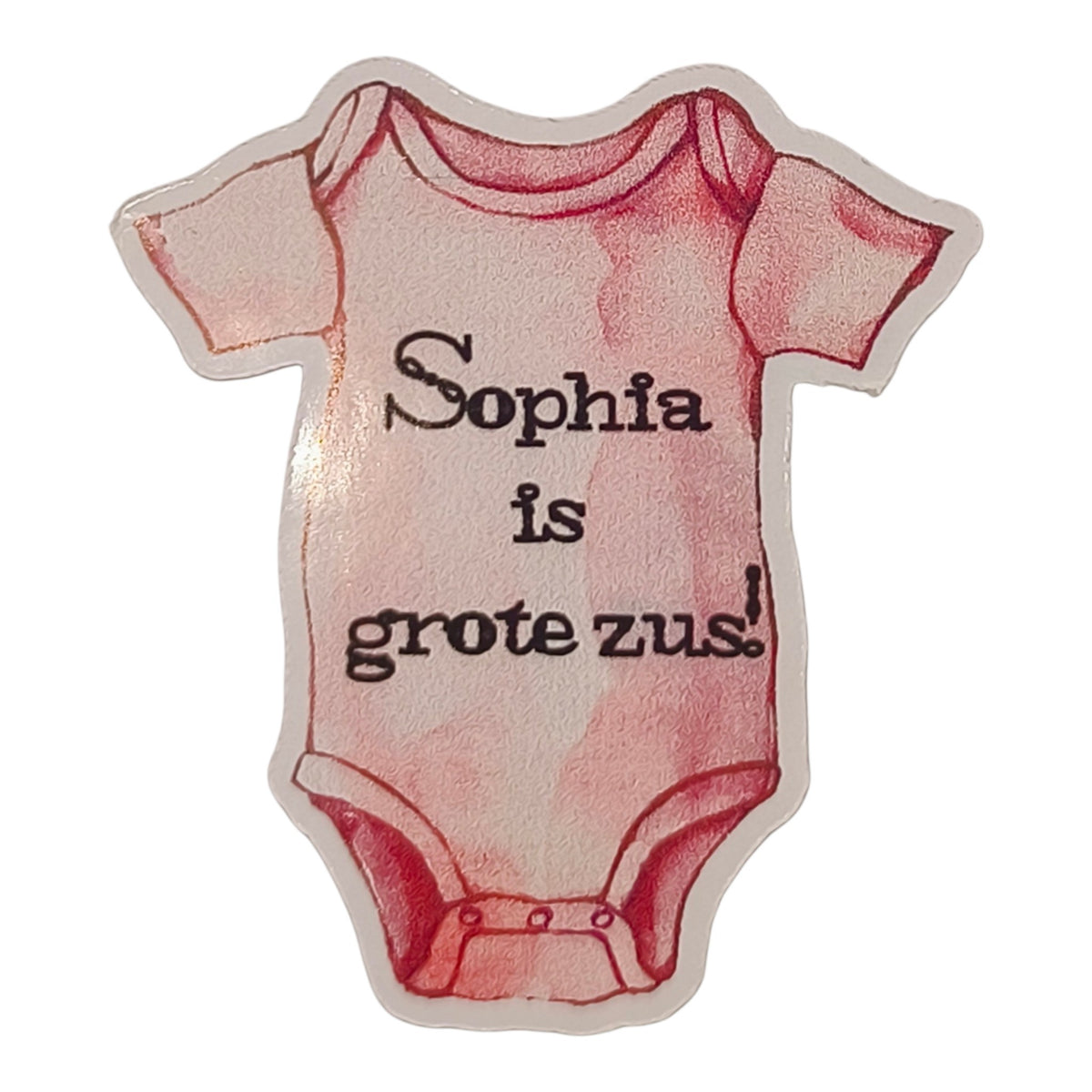 Geboorte stickers romper - Roze - Grote zus - Met naam - 20 stuks - 4x4,5cm