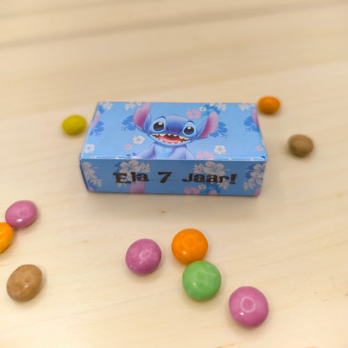 Doosje Smarties | Stitch | Met naam en leeftijd | Traktatie